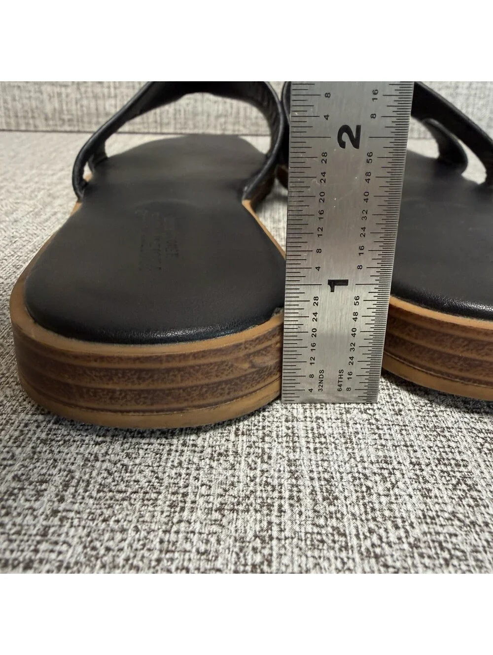 Project Cloud Sandals Womens Sz 8 Black Leather Jannel Flat Geometric Slip-On